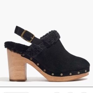 Madewell Black Lesley Sherpa-Lined Clog Slingback